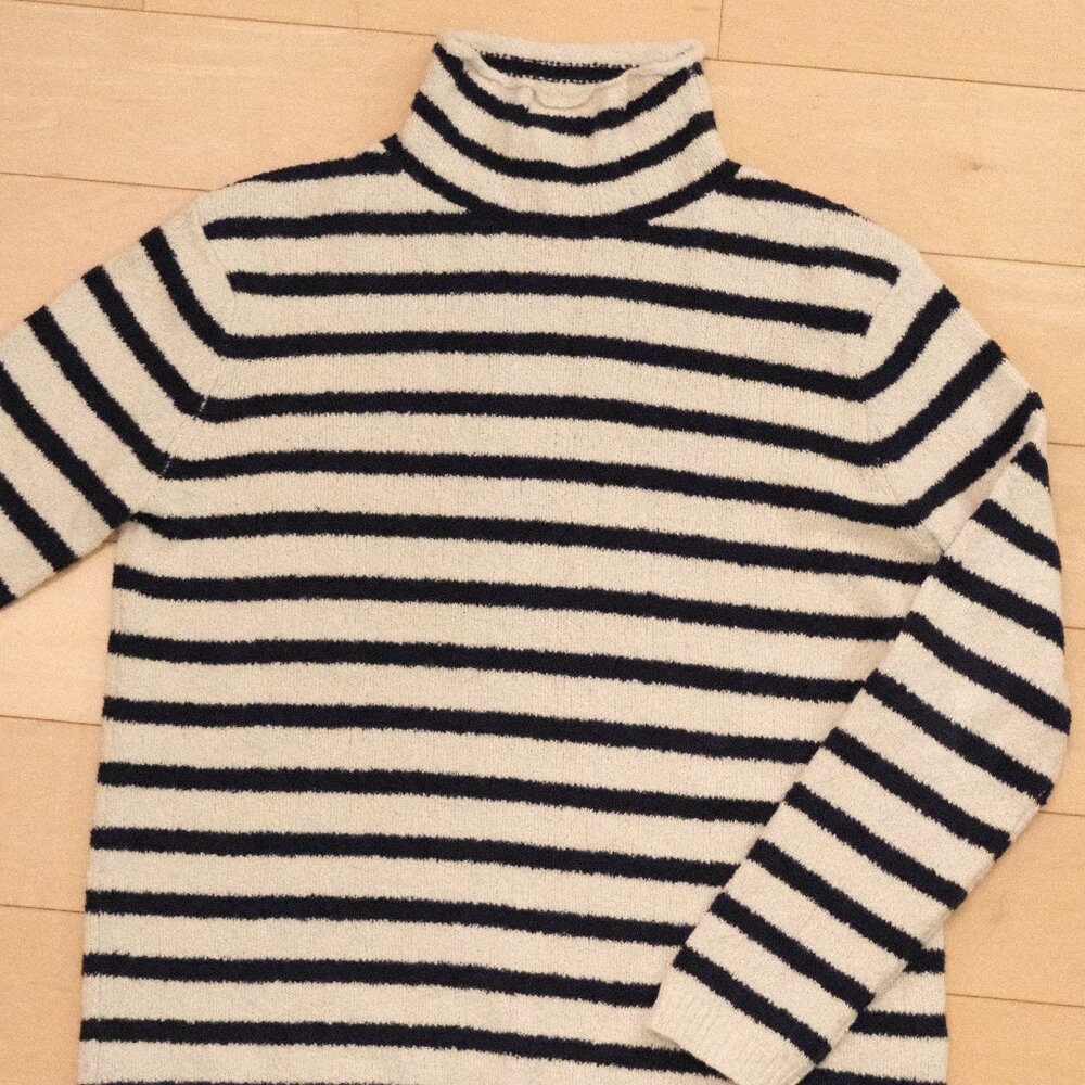 J.Crew Striped Turtleneck Sweater – Navy & Cream, XS